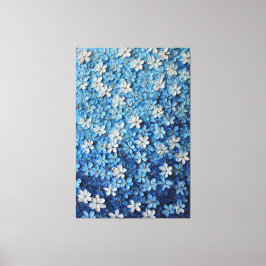 Lienzo Blue and White Floral Textured Abstract Wall Art