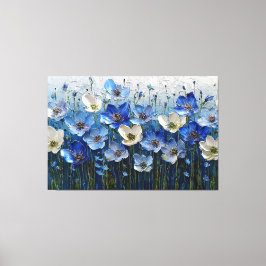 Lienzo Blue and White Floral Textured Painting – Abstract