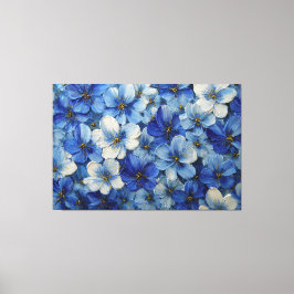 Lienzo Blue and White Floral Textured Painting – Abstract