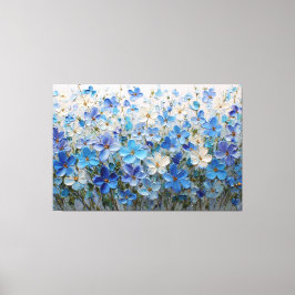 Lienzo Blue and White Floral Textured Painting – Abstract