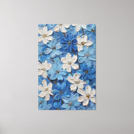 Lienzo Blue and White Textured Floral Abstract Wall Art