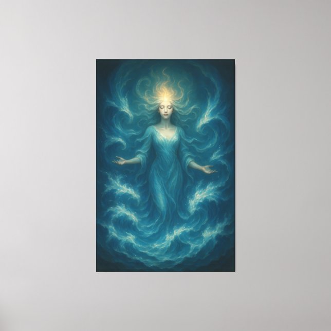Lienzo Blue Aura Water Goddess – Luxury Fine Art Canvas (Anverso)