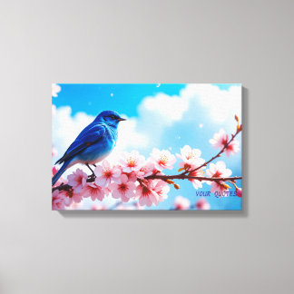 Lienzo Blue Bird on Cherry Blossom Branch