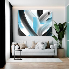 Lienzo Blue Black White Gray Abstract