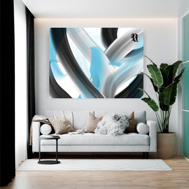 Lienzo Blue Black White Gray Abstract  (Subido por el creador)
