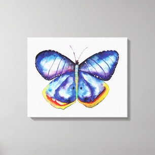 Lienzo Blue Butfly Watercolor Art Single Canvas