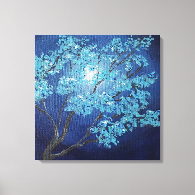Lienzo Blue Fantasy Tree Romantic Art Boda Regalo (Anverso)
