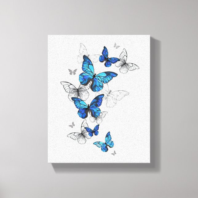 Lienzo Blue Flying Butterflies Morpho (Anverso)