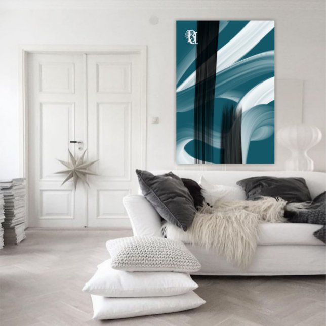 Lienzo Blue Green Black White Gray Abstract  (Subido por el creador)