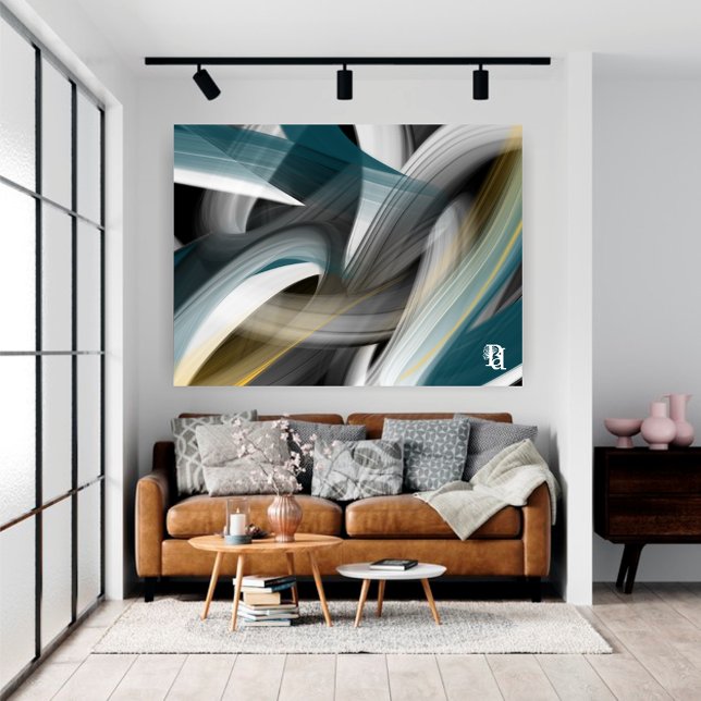 Lienzo Blue Green Gold Black White Gray Abstract  (Subido por el creador)