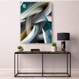 Lienzo Blue Green Gold Black White Gray Abstract