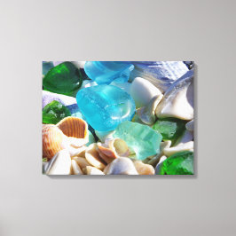 Lienzo Blue Green Sea Glass Art Imprime Canvas Beach Coas