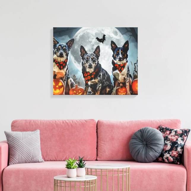 Lienzo Blue Heeler Halloween Espeluznante (Insitu (Sala de estar))