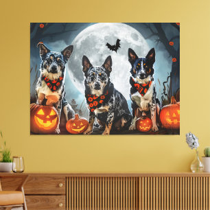 Lienzo Blue Heeler Halloween Espeluznante