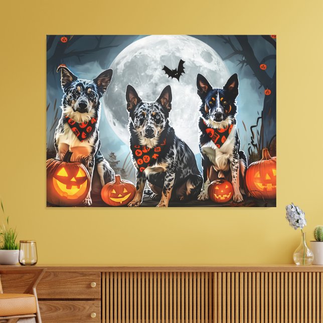 Lienzo Blue Heeler Halloween Espeluznante (Insitu (Sala de estar))