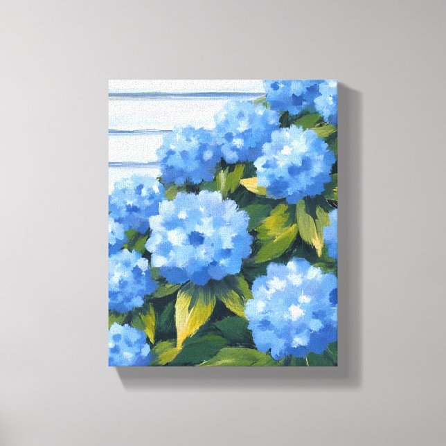 Lienzo Blue Hydrangeas Bushes Pintura Floral (Anverso)
