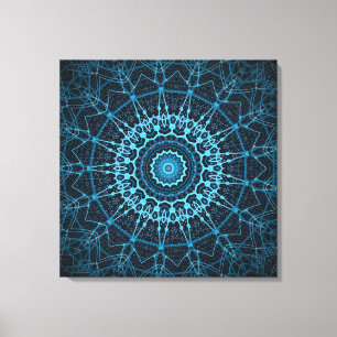 Lienzo Blue Mandala Net Retro Hippie Trippy Boho Moda