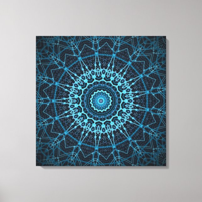 Lienzo Blue Mandala Net Retro Hippie Trippy Boho Moda (Anverso)