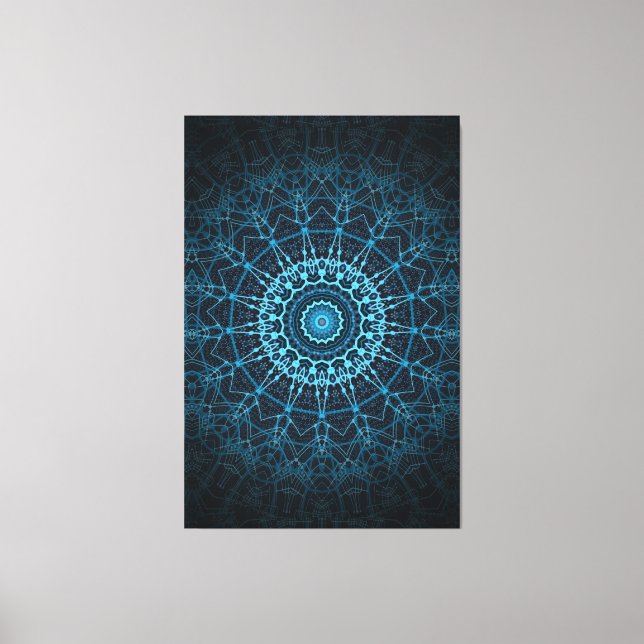 Lienzo Blue Mandala Net Retro Hippie Trippy Boho Moda (Anverso)