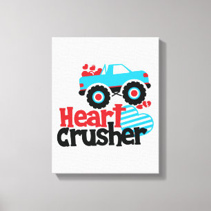 Lienzo Blue Monster Truck Heart Crusher Valentine
