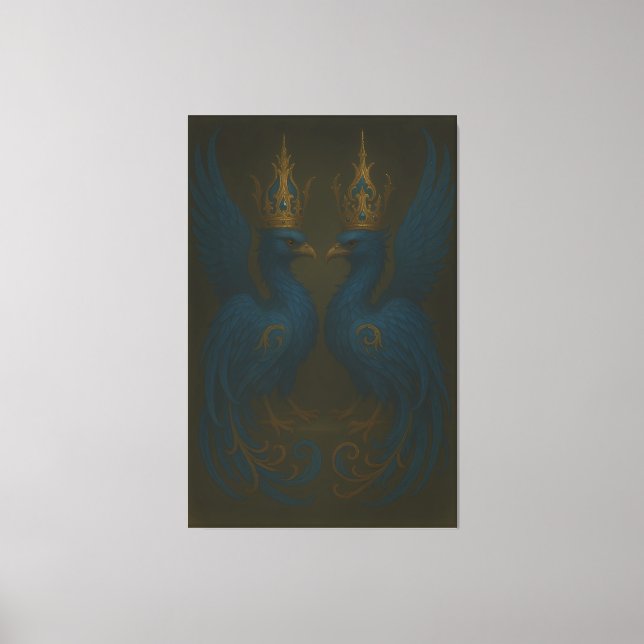 Lienzo Blue Royal Phoenix Duo · Luxury Canvas Print (Anverso)