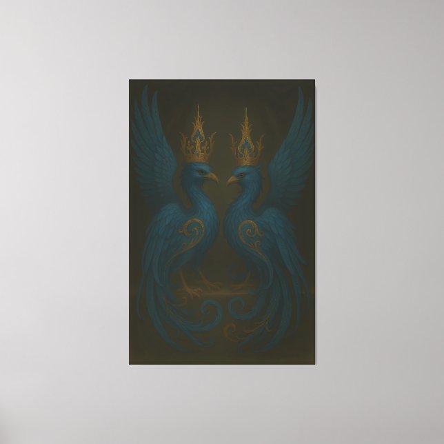 Lienzo Blue Royal Phoenix Duo · Luxury Canvas Print (Anverso)