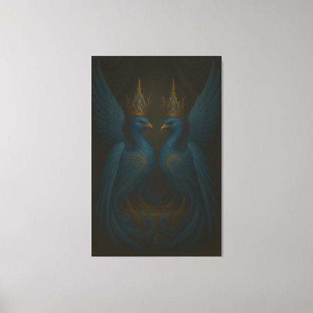 Lienzo Blue Royal Phoenix Duo · Luxury Canvas Print (Anverso)