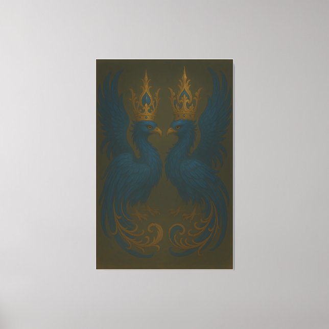 Lienzo Blue Royal Phoenix Duo · Luxury Canvas Print (Anverso)