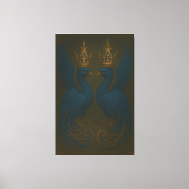 Lienzo Blue Royal Phoenix Duo · Luxury Canvas Print (Anverso)