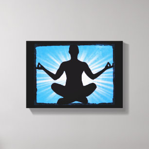 Lienzo Blue Sunburst Yoga Meditación Zen Canvas Wall Art