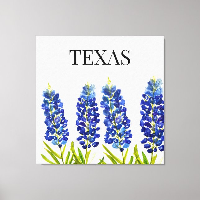 Lienzo Bluebonnets Texas State Flowe Lupine Watercolor (Anverso)