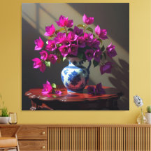 Blühende Eleganz – Bougainvillea in Porzellanvase