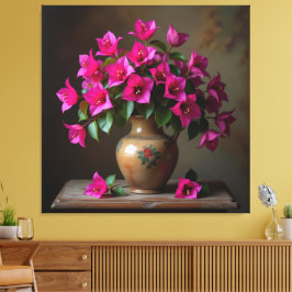 Lienzo Blühende Eleganz – Bougainvillea in Porzellanvase