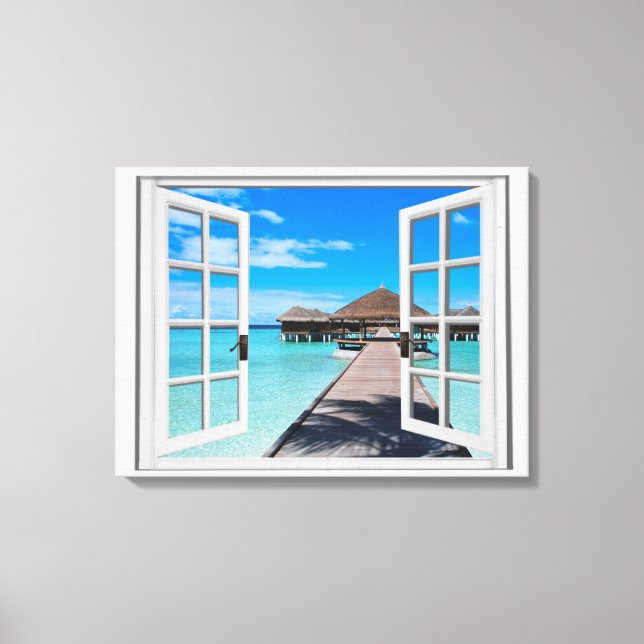 Lienzo Boardwalk Ocean View Faux Window (Anverso)