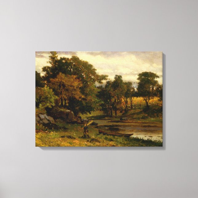 Lienzo Boat Moored Near Stream - Edward Banister - c1879 (Anverso)