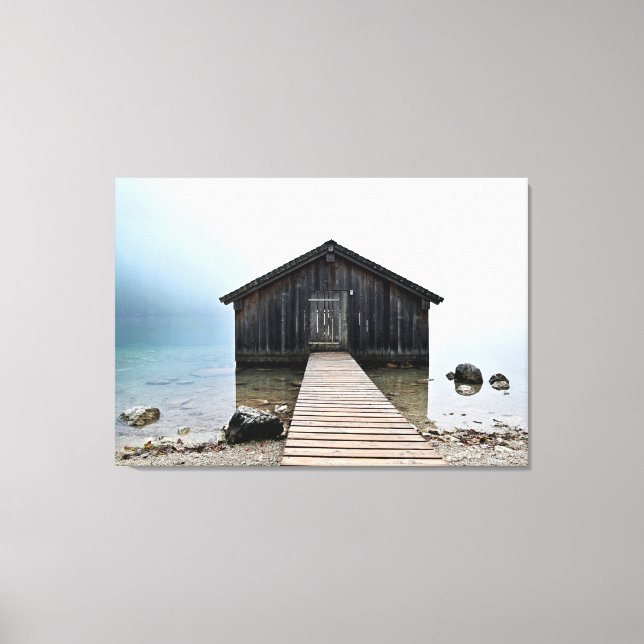 Lienzo Boathouse del lago Dock (Anverso)