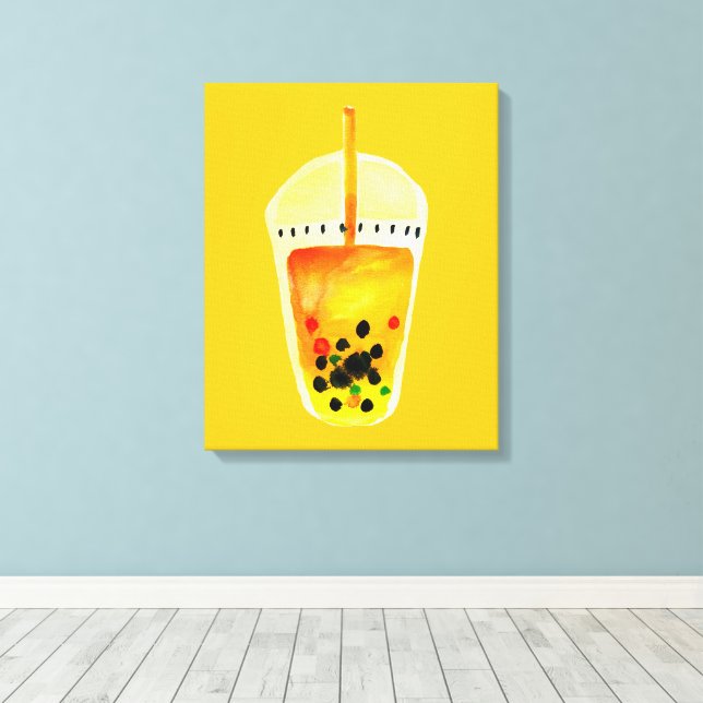 Lienzo Boba Bubble tea tea art ilustracion (Insitu (piso de madera))
