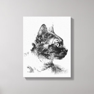 Lienzo Boceto al carbón del gato gris Stella