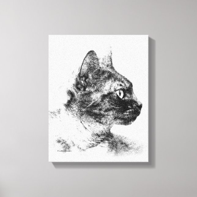 Lienzo Boceto al carbón del gato gris Stella (Anverso)