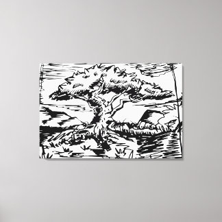 Lienzo Boceto de árbol de tinta.