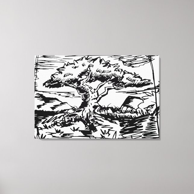 Lienzo Boceto de árbol de tinta. (Anverso)