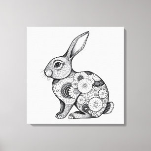 Lienzo boceto de conejo de primavera