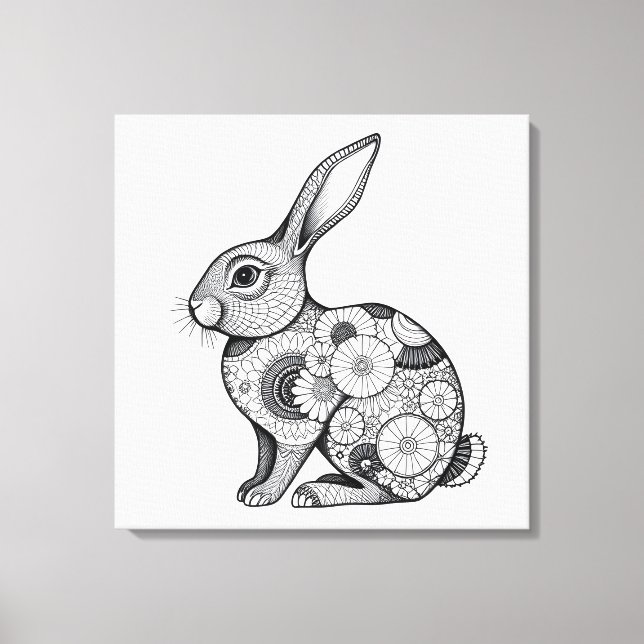 Lienzo boceto de conejo de primavera (Anverso)