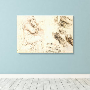 Lienzo Boceto del anciano y el agua de Leonardo da Vinci