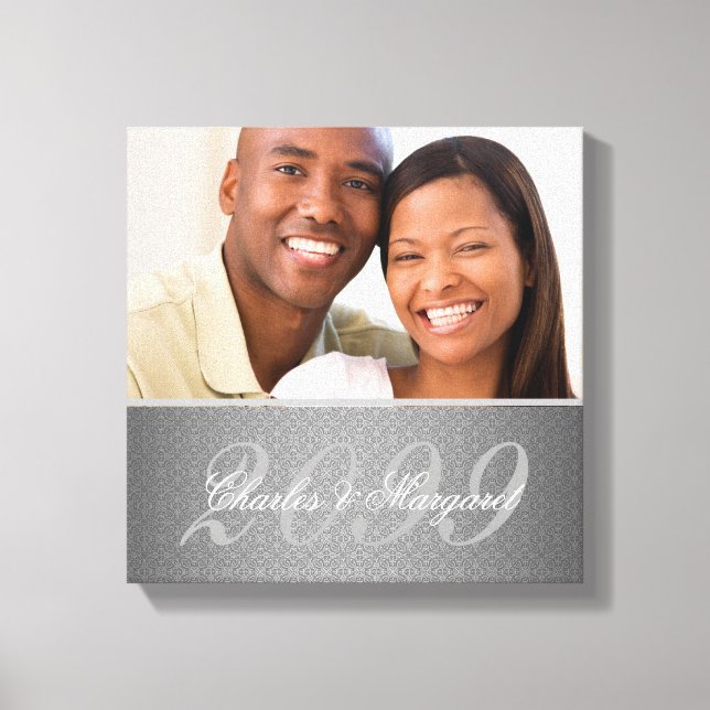 Lienzo Boda Aniversario 12x12 Foto personalizada (Anverso)