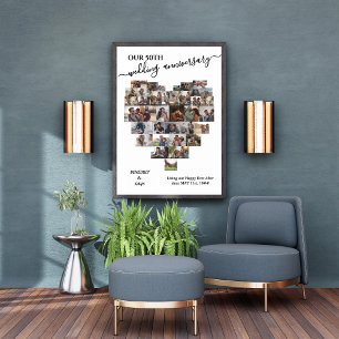 Lienzo Boda Aniversario Script Heart 37 Collage de fotos