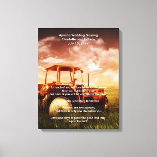 Lienzo Boda Apache bendiciendo el viejo tractor
