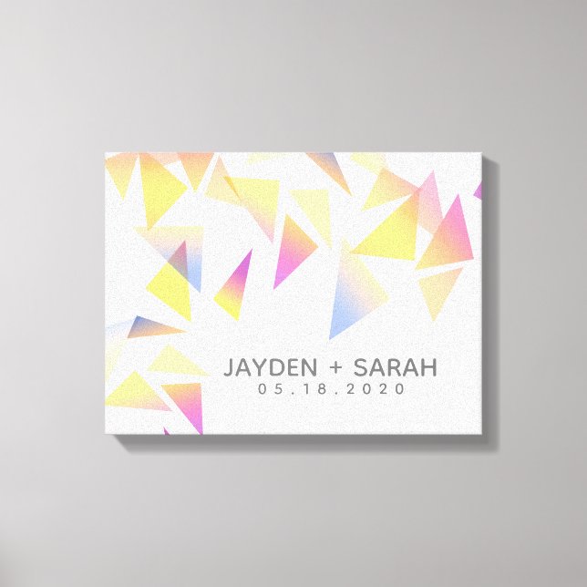 Lienzo Boda blanco pastel de confetti multicolor (Anverso)