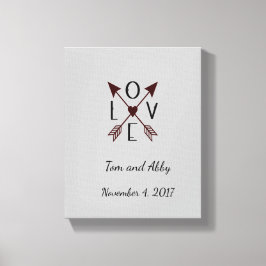 Lienzo Boda de amor personalizado con flechas