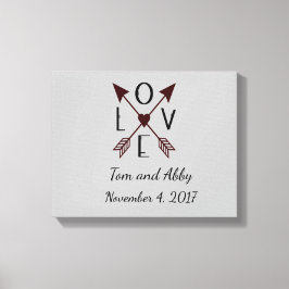 Lienzo Boda de amor personalizado con flechas